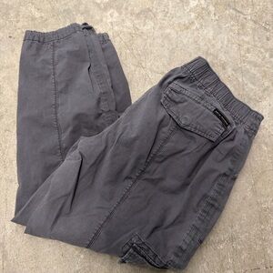 Women's Elastic Waist Cargo Pants in Charcoal Gray